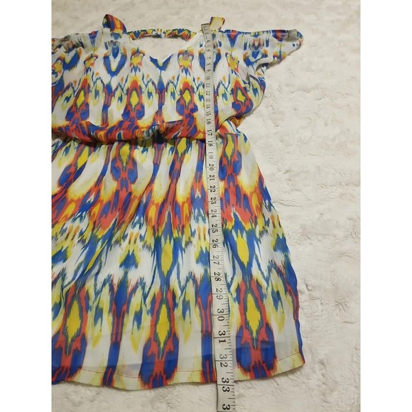 Bisou Bisou Dress Womens Size 4 Chiffon Cold Shoulder Multicolor Lined - Picture 11 of 15